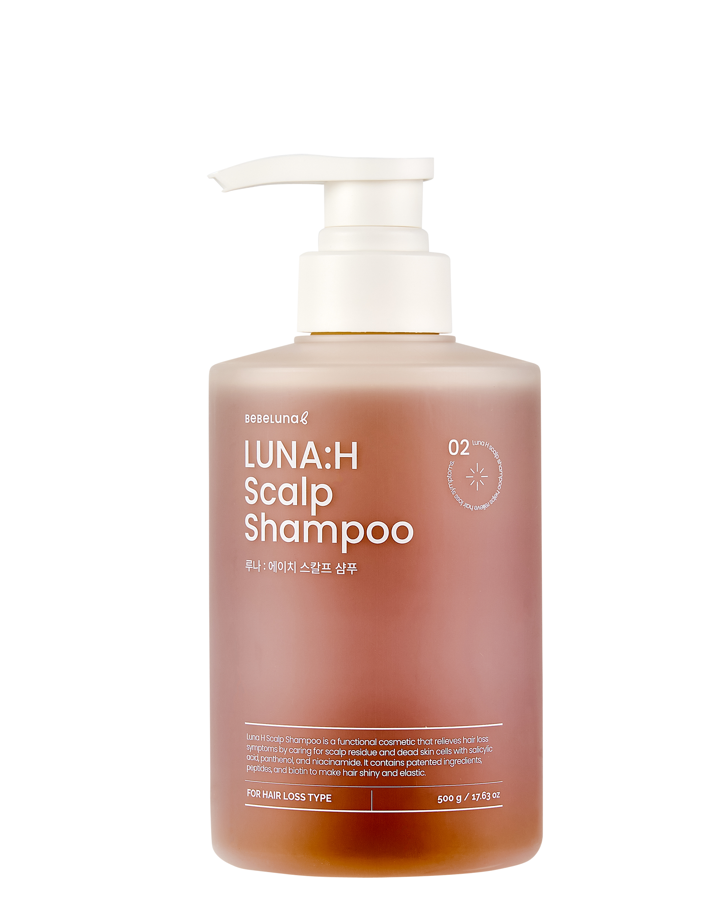 BEBELUNA - Wholesale Hair Shampoo - Luna:H Scalp Shampoo – Functional Hair Loss Care, Menthol Cooling, Peptide & Plant-Based Complex, 16.9 fl oz (500ml)1
