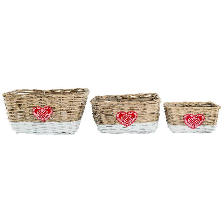 CP INTERNATIONAL - Wholesale Basket - Set of 3 Two-Tone Heart Baskets