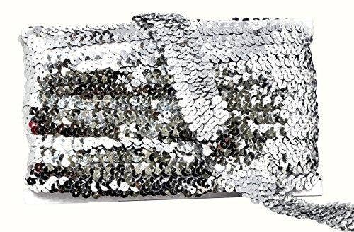 Mandala Crafts – Engroshandel Håndværk forsyninger – Mandala Håndværk Elastisk Paillet, Flad Glitter Stretch Bling Paillette Stof Bånd, Metallisk Applikation Trim Blonder til Kjole Pynt, Pandebånd49