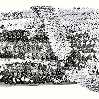 Mandala Crafts – Engroshandel Håndværk forsyninger – Mandala Håndværk Elastisk Paillet, Flad Glitter Stretch Bling Paillette Stof Bånd, Metallisk Applikation Trim Blonder til Kjole Pynt, Pandebånd49