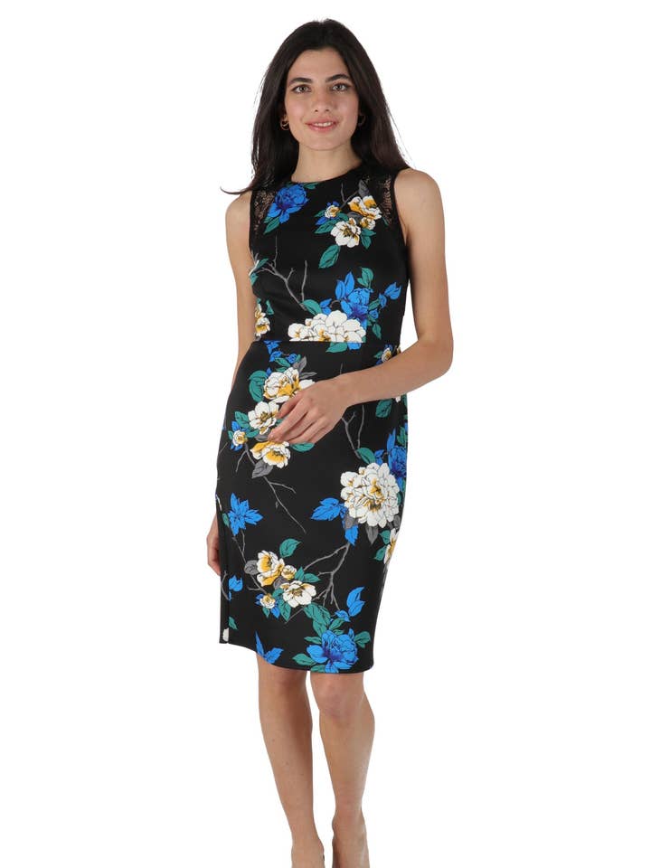 Mini abito nero con stampa floreale* per la vendita all'ingrosso da parte di Marina Kaneva