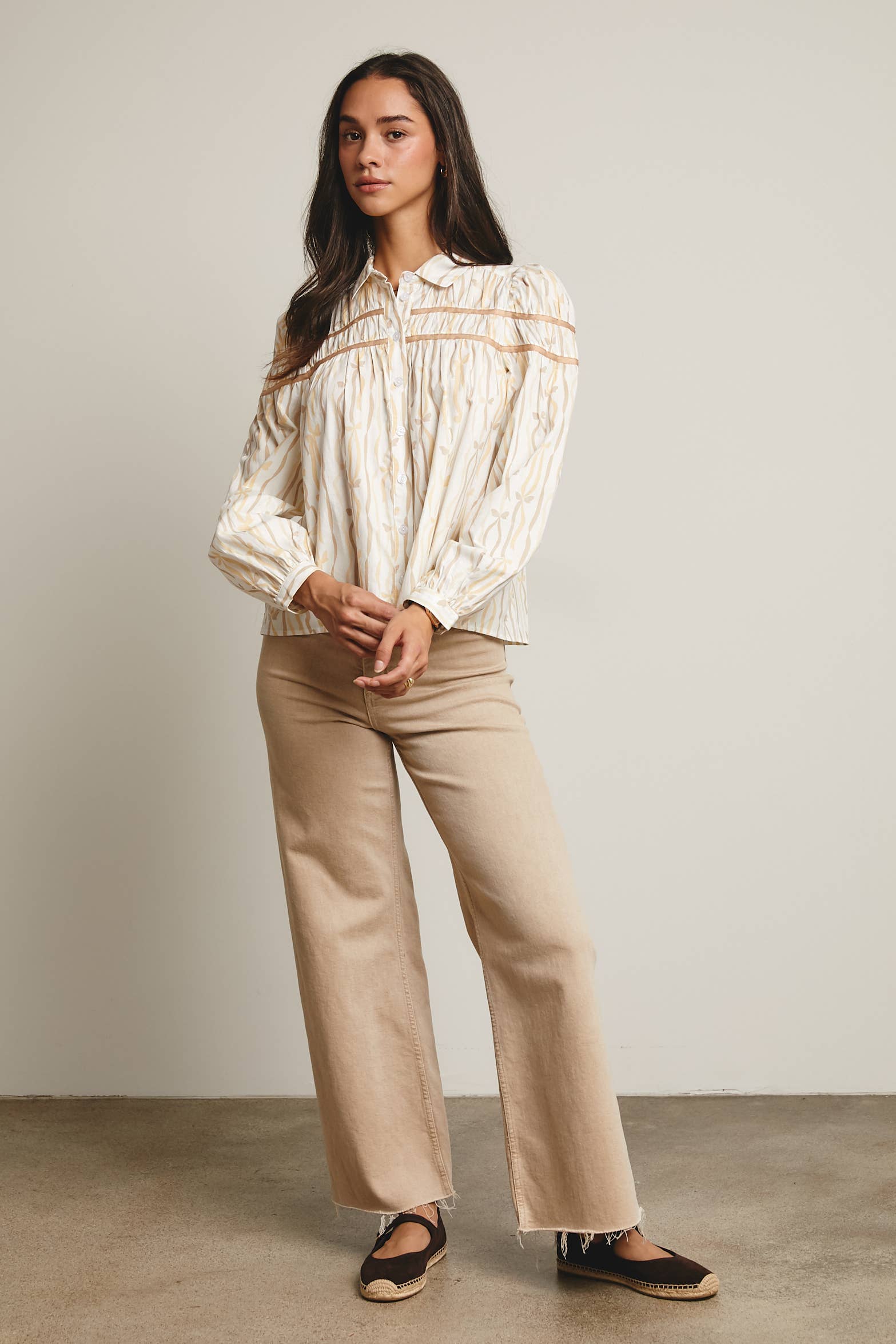 Forte – wholesale Blouse – Women’s – Ribbon Stripe Puff Sleeve Blouse FT00059