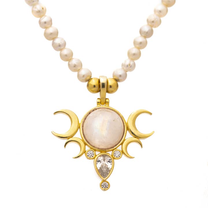 Flesh & Soul - Wholesale Choker/collar - FIVE MOONS MOONSTONE Pearl Choker20