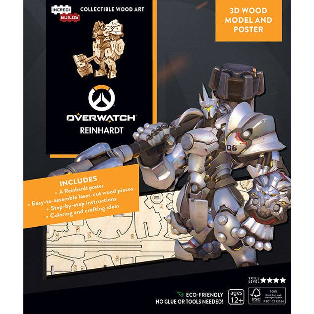 Insight Editions - Wholesale DIY Craft Kit - IncrediBuilds: Overwatch: Reinhardt 3D Wood Model and Poster
