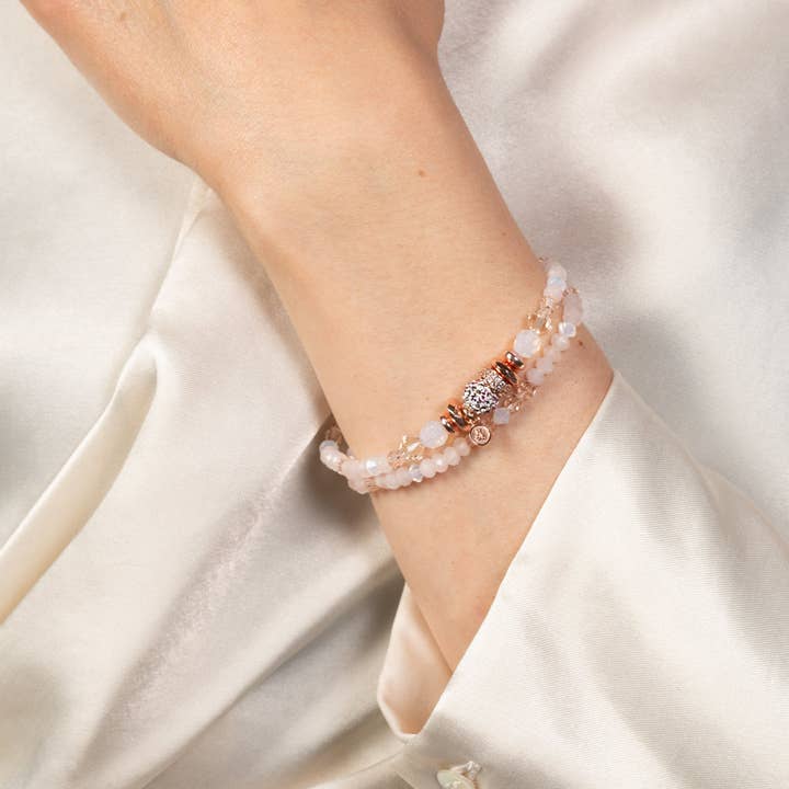 Pink Champagne Sparkle Ball™ Double Wrap Bracelet for wholesale by Hillberg & Berk