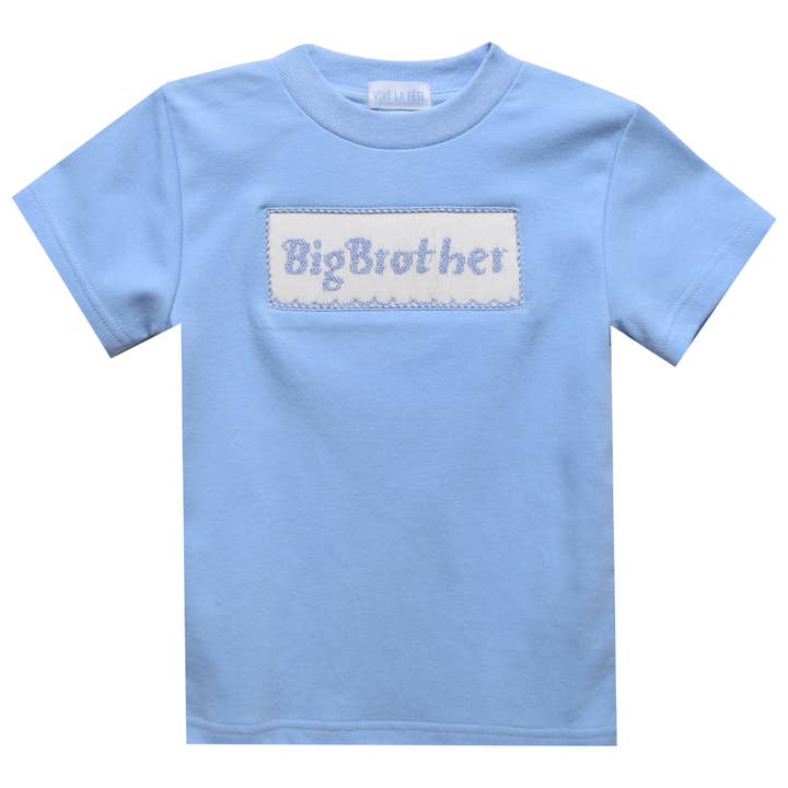 Vive La Fete - Wholesale T-Shirt - Kids - Big Brother Smocked Knit Short Sleeve Boys T-Shirt