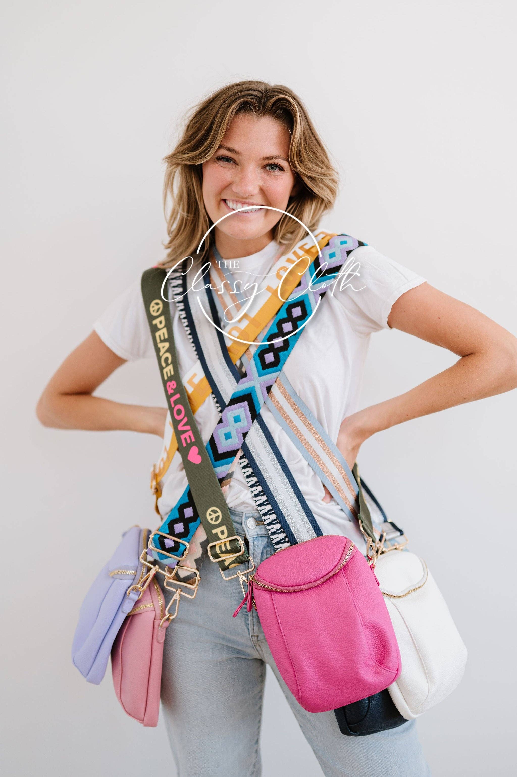 The Classy Cloth WS - Wholesale Crossbody Bag - Women's - Corinne Crossbody Bag - Navy - Navy White Zig Zag Stripe RTS9