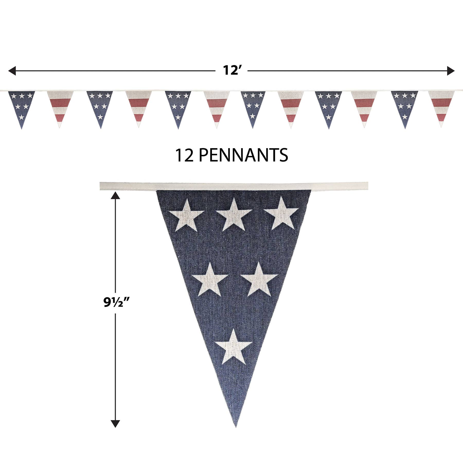 Beistle - Wholesale Party Sign/Banner - Americana Fabric Pennant Banner, 9½" x12'5