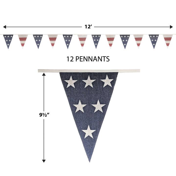 Beistle - Wholesale Party Sign/Banner - Americana Fabric Pennant Banner, 9½" x12'5
