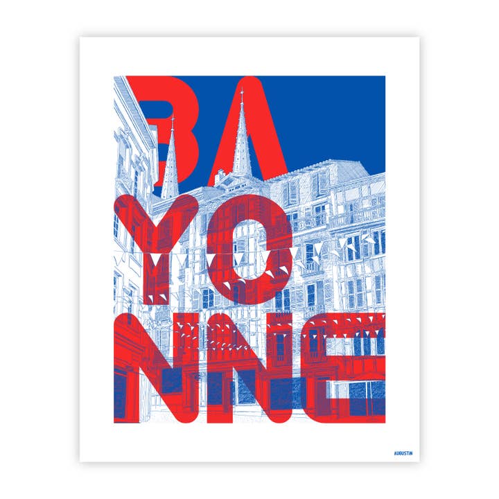 Bayonne (rosso) - manifesto per la vendita all'ingrosso da parte di Augustin