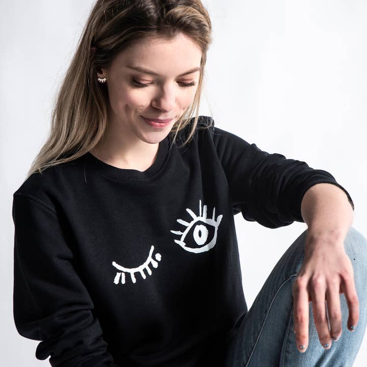 Classic Wink Sweatshirt (Black) for wholesale by Origin Africa