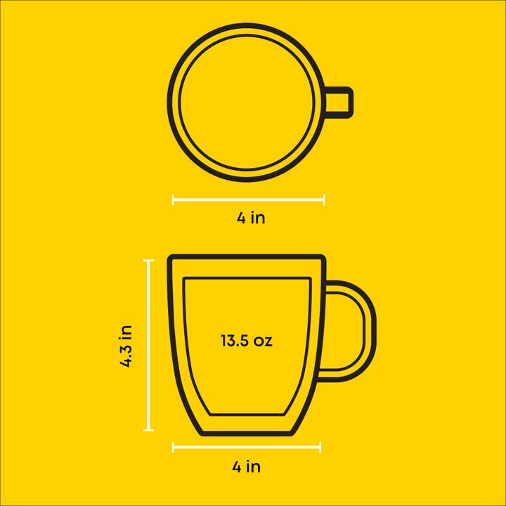 JoyJolt - Wholesale Coffee Mug - Savor Double Wall Insulated Glasses, 13.5 oz Set of 2