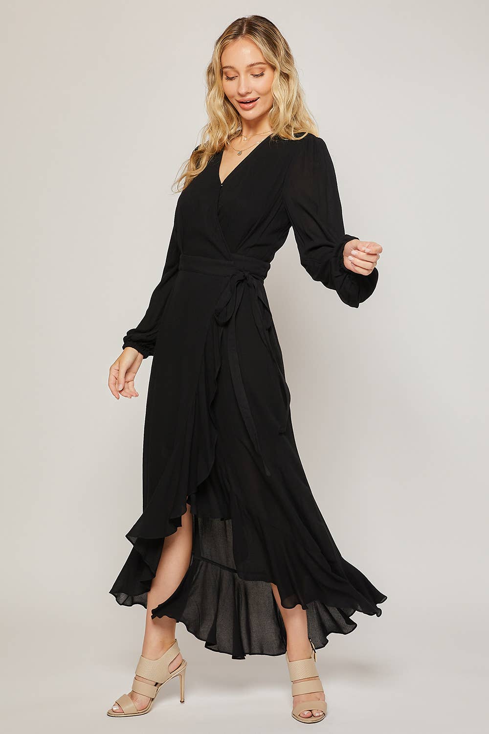 Bluivy – wholesale Dress – Women's – RUFFLE HEM MAXI WRAP DRESS37