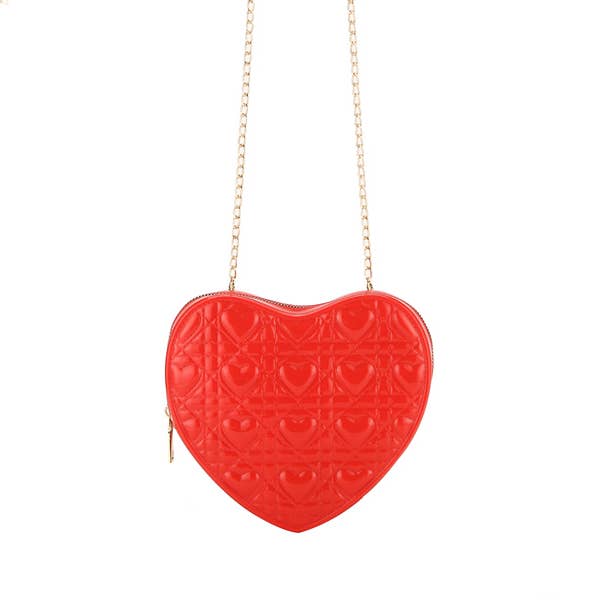 Ladies Small Heart Jelly Handbag with Chain Strap for wholesale by Nima Accessories Inc