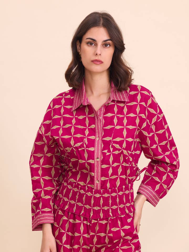 Bohemian tie cotton shirt - Orice for wholesale by Orice