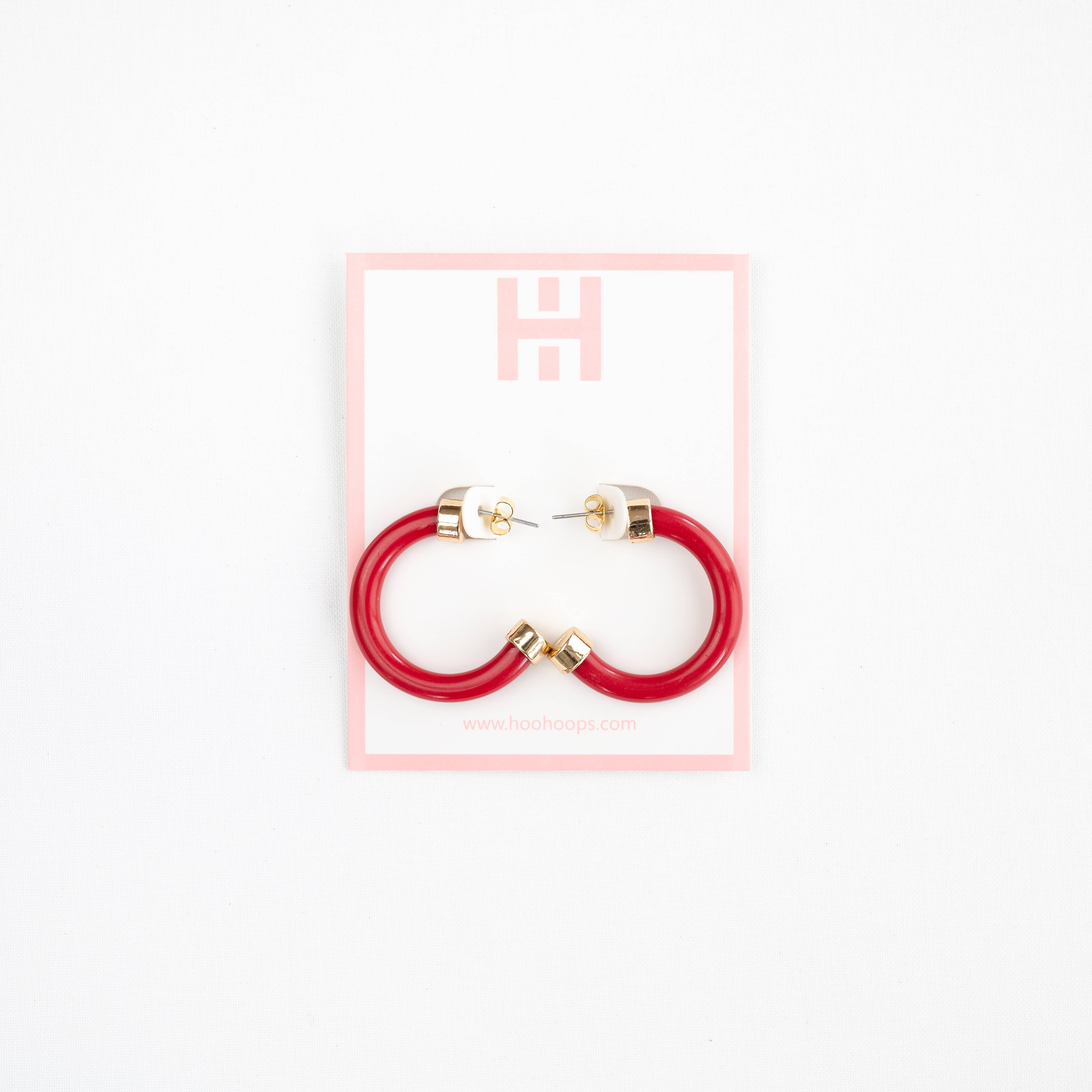 Hoo Hoops - Wholesale Hoop Earrings - Lightweight Hypoallergenic Small Hoop Earrings - Red  1