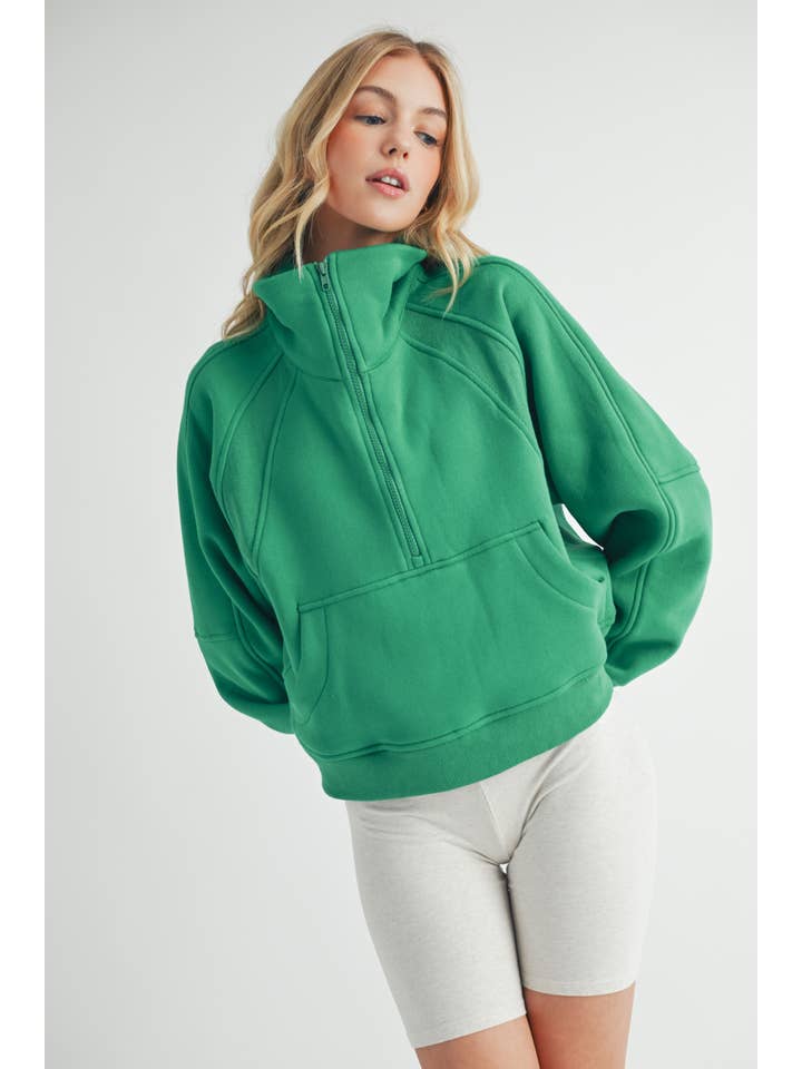 AEMI + CO - Wholesale Sweatshirt – Women's - 950CK Dove Funnel Neck Half Zip 658