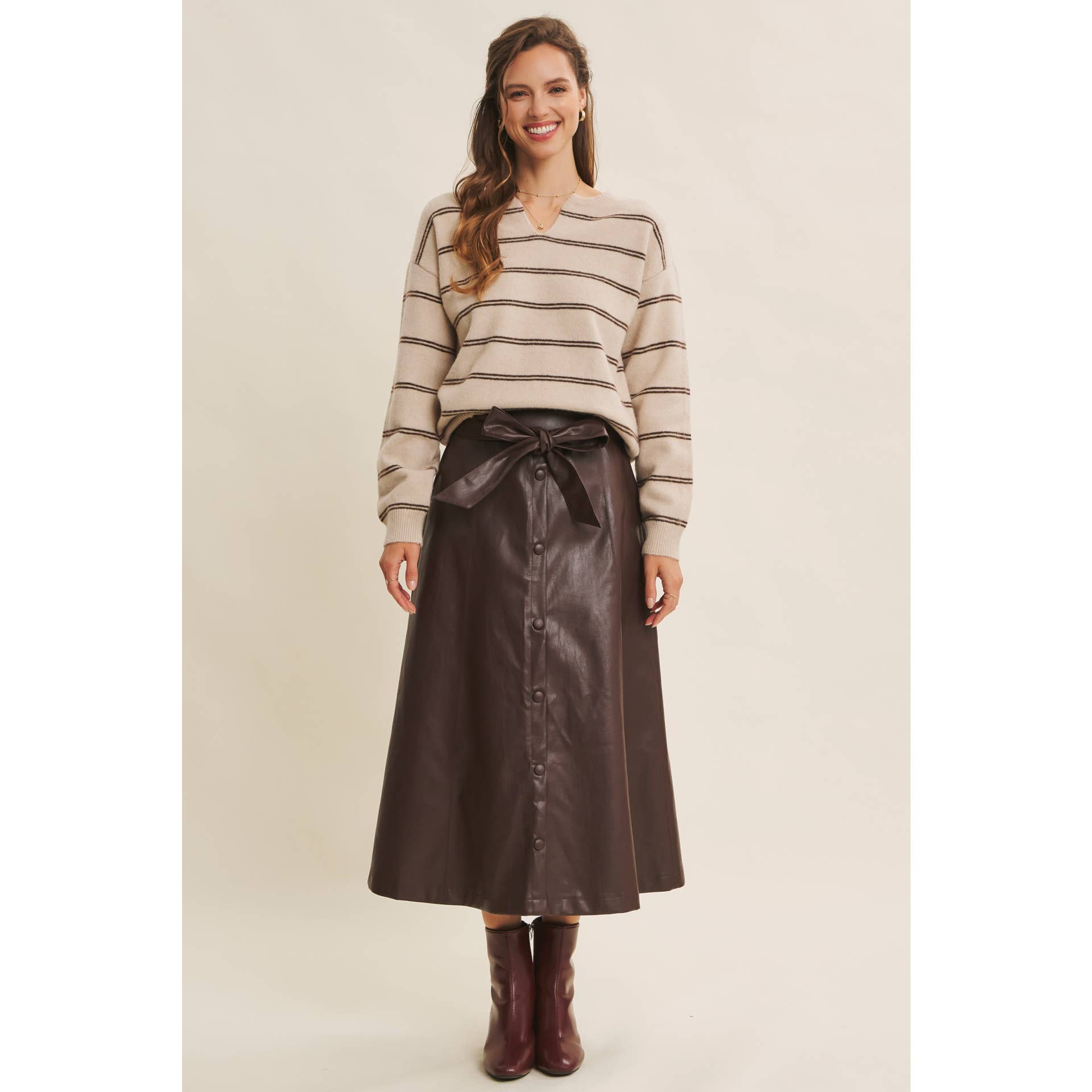 in february - Wholesale Skirt - Women's - SOPHISTICATED VEGAN FAUX LEATHER BELTED MIDI SKIRT15