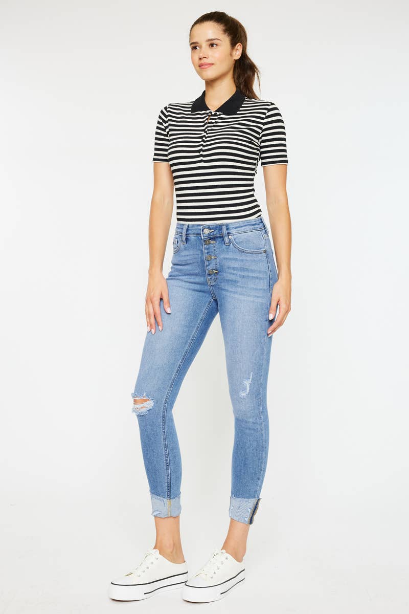 LIGHT OPEN PACK HIGH RISE ANKLE SKINNY JEANS-KC8606L-OP for wholesale on Faire2