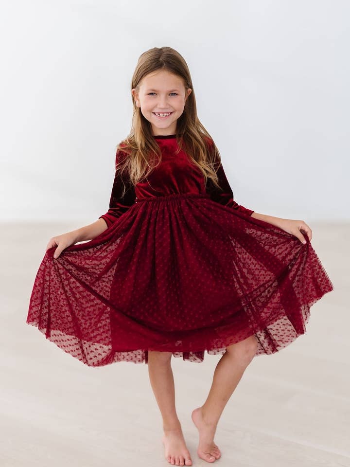Mila & Rose - Wholesale Dress - Kids - Cranberry Velvet Tutu Dress