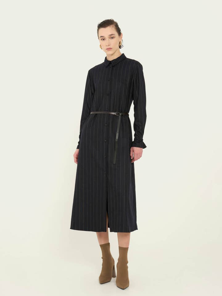 Artemisia stretch flannel maxi shirt for wholesale by Vicario Cinque