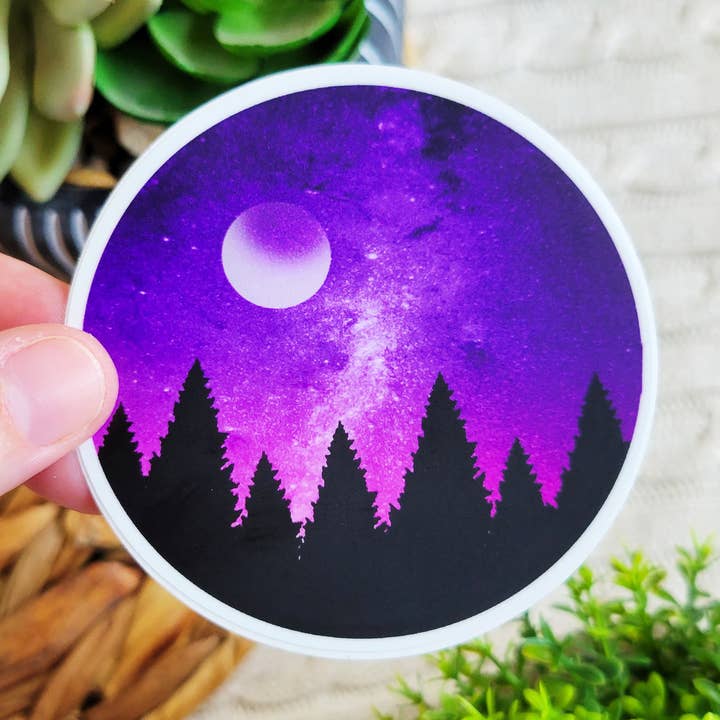 Forest Sky Sticker, Galaxy Sticker, Moon Sticker for wholesale by Eve's Art Shop