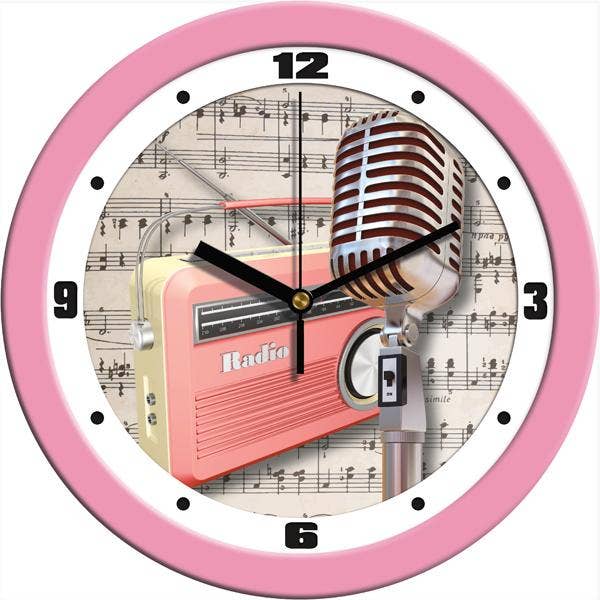 Pink Radio Retro Wall Clock for wholesale by Sun Time