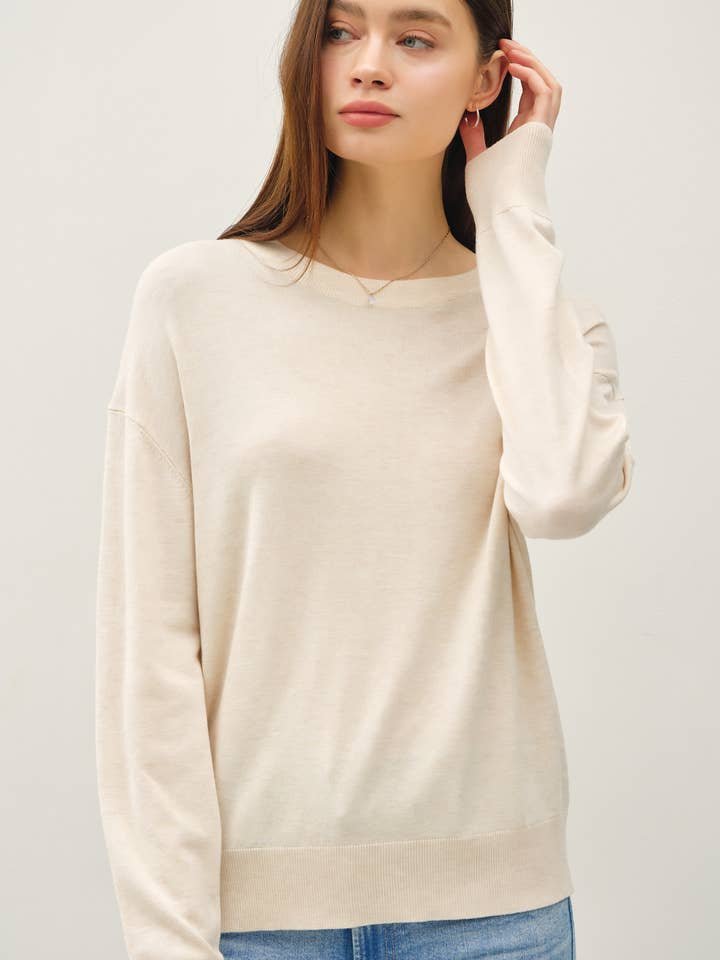 DROP SHOULDER BASIC CREWNECK SWEATER for wholesale by Be Cool