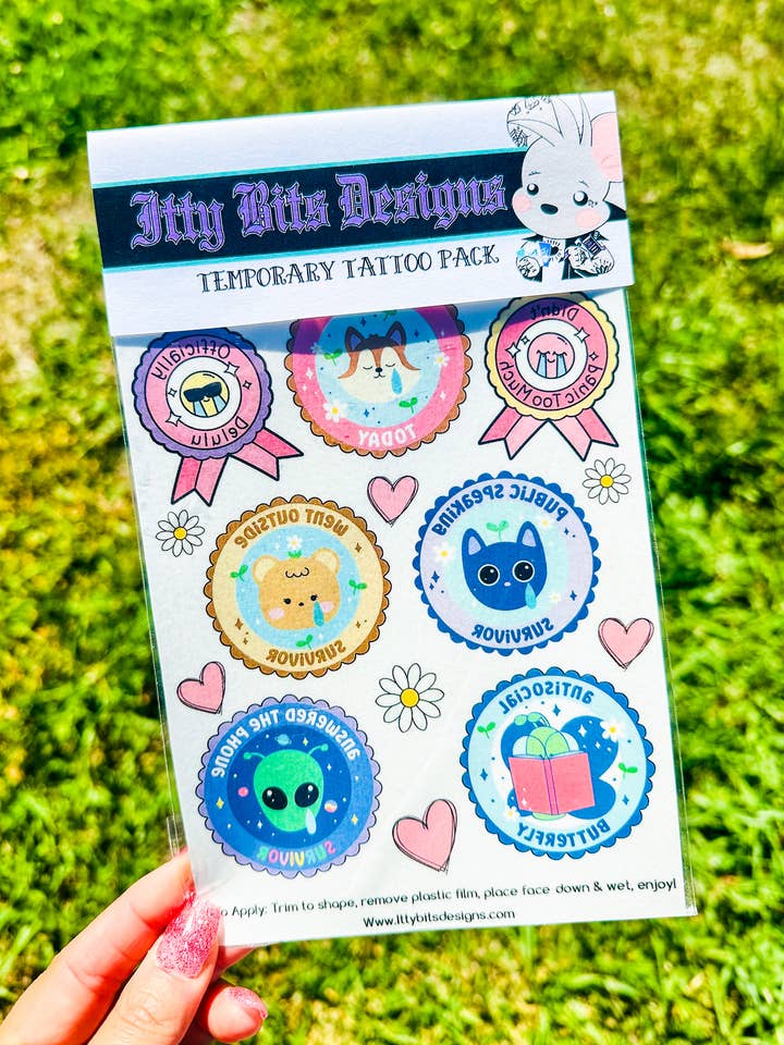 Tatuagens Temporárias Engraçadas de Distintivo Anti-social por atacado de Itty Bits Designs