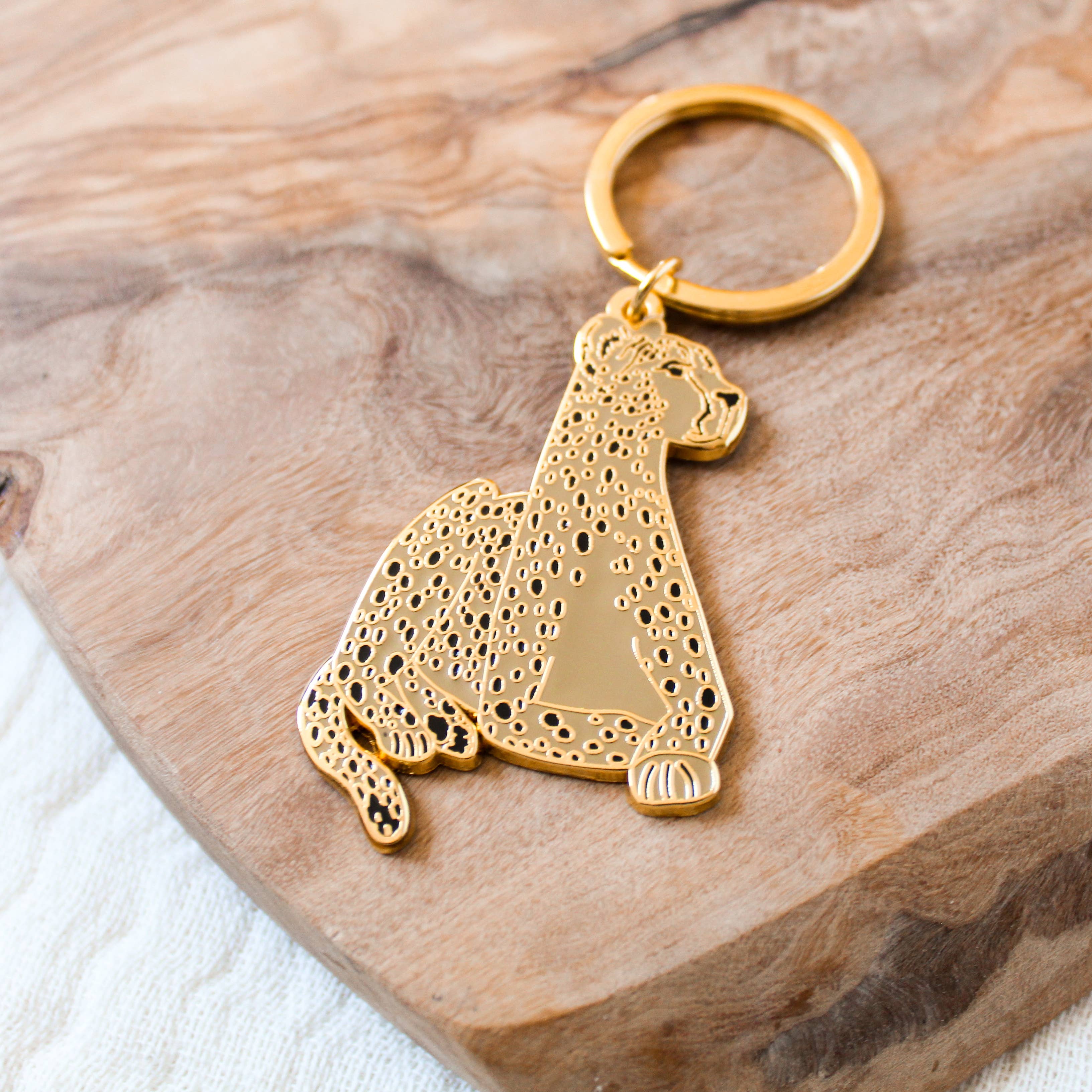 Elyse Breanne Design - Wholesale Keychain - Unisex - Cheetah Metal Keychain 2x2 in.2
