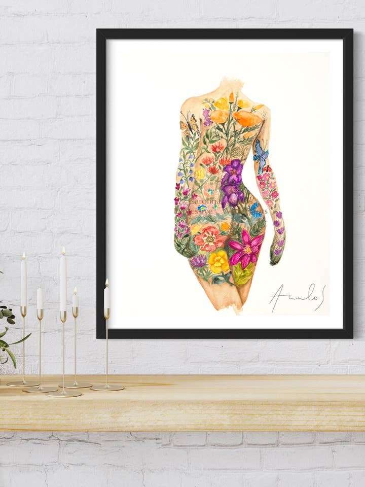 Wild Flowers - Imprimé giclé pour la vente par True Blue Textile Studio