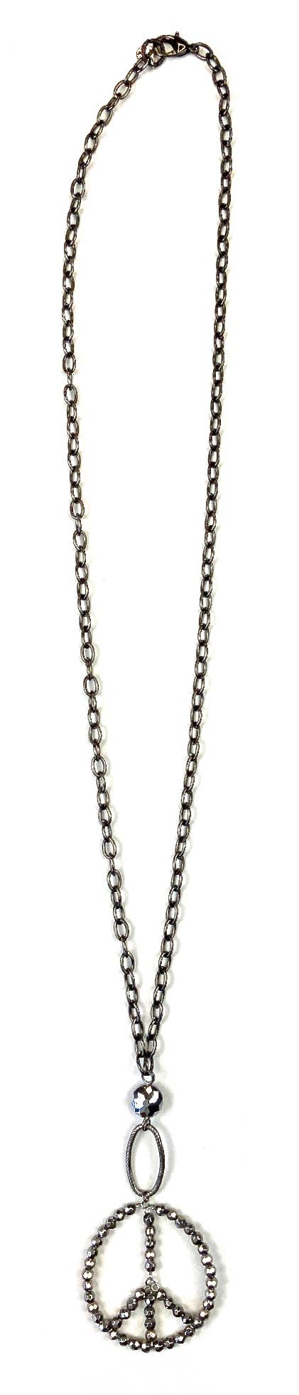 Lost & Found Trading - Wholesale Pendant/Charm Necklace - TCH297 NK-Beaded Peace Sign On Chain0