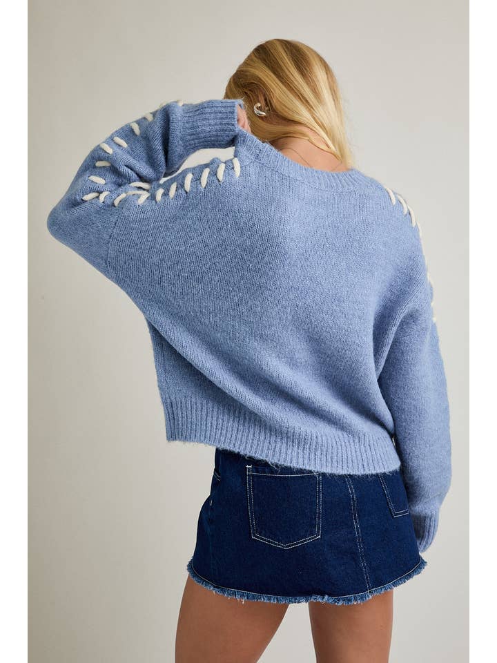 LE LIS - Wholesale Knit Sweater - Women's - STITCH DETAIL SWEATER TOP24