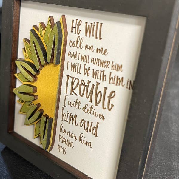 Bible Verse Art - He will call on me - Psalm 91:15 for wholesale by Plums & Roses