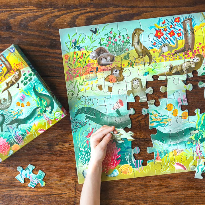 eeBoo - Wholesale Puzzle - Kids - Otters at Play 64 Piece Puzzle