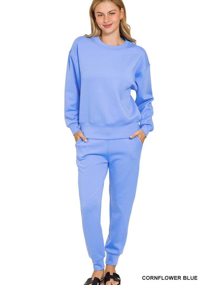42POPS - Wholesale Lounge Set - Women's - ',._ Scuba Crewneck Pullover & Joggers 2 PC Set SI-2691022