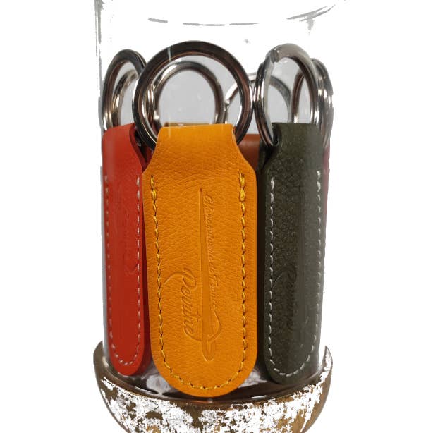 Perrinea leather key ring (flat breaker tip) for wholesale by maroquineriedefranceperrine