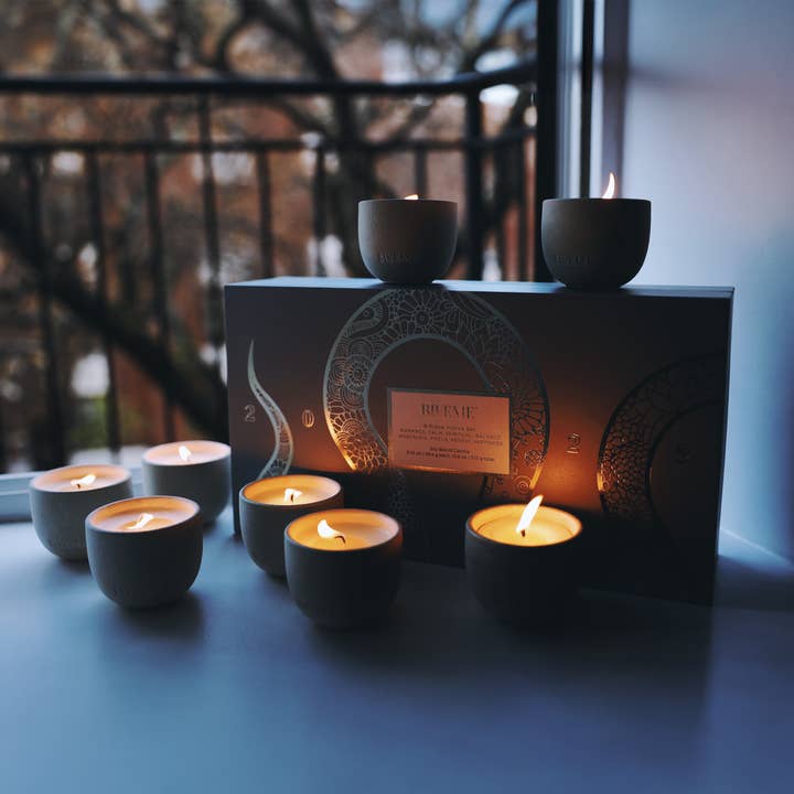 Blueme - Wholesale Jar/Filled Candle - 2025 Lunar New Year Collection - Year of the Snake | 8-Piece Travel Votive Candle Set
