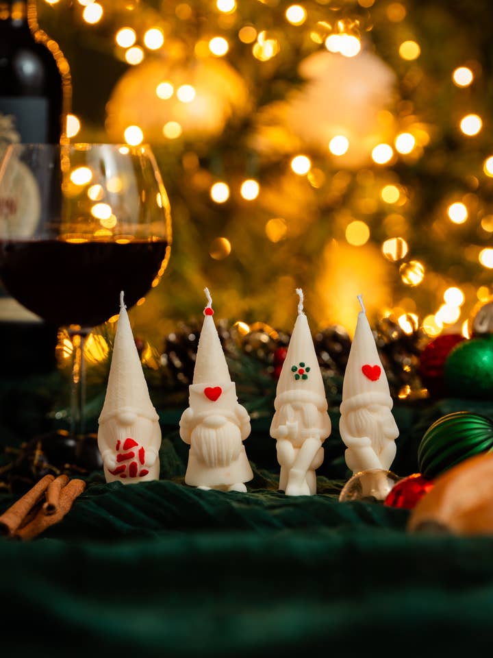 Mini Mini Cute Santa Candle Set of 4! Faceless Dwarf ! for wholesale by Allure CA