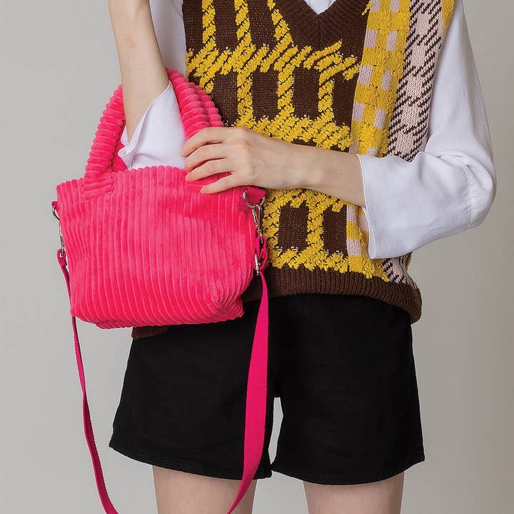 Fashion City - Wholesale Tote Bag - Women's - Corduroy Mini Tote Bag with Strap10