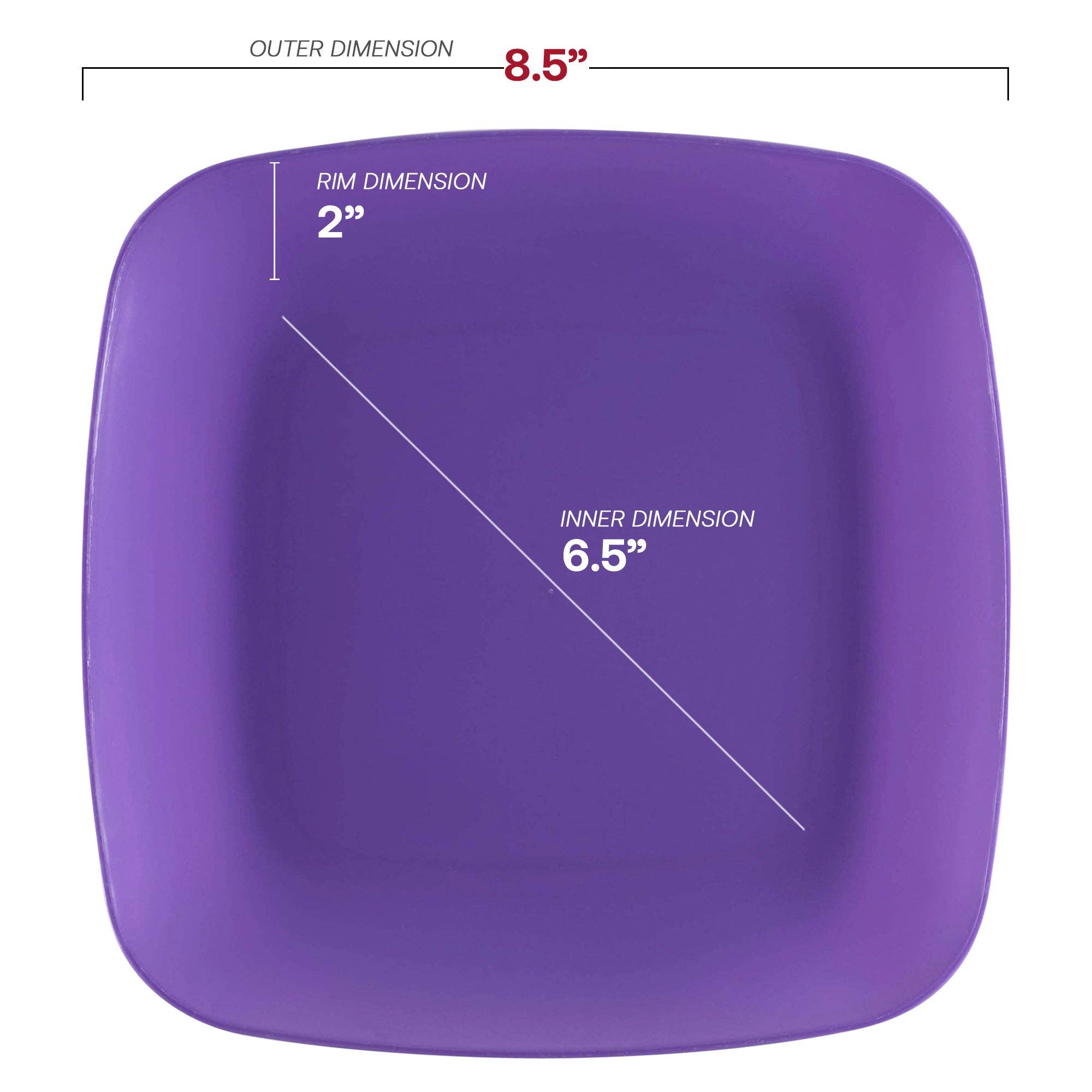 Smarty had a Party - Wholesale Disposable Plate - 8.5" Purple Flat Square Plastic Buffet Plates - 10 pcs2