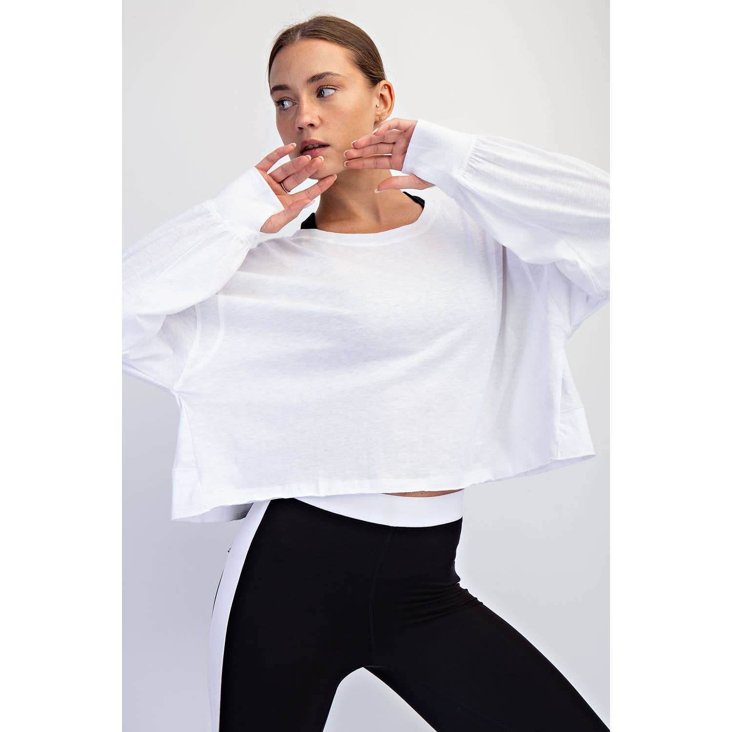 Rae Mode - Wholesale Lounge Top - Women's - COTTON SLUB OPEN BACK LONG SLEEVE TOP1