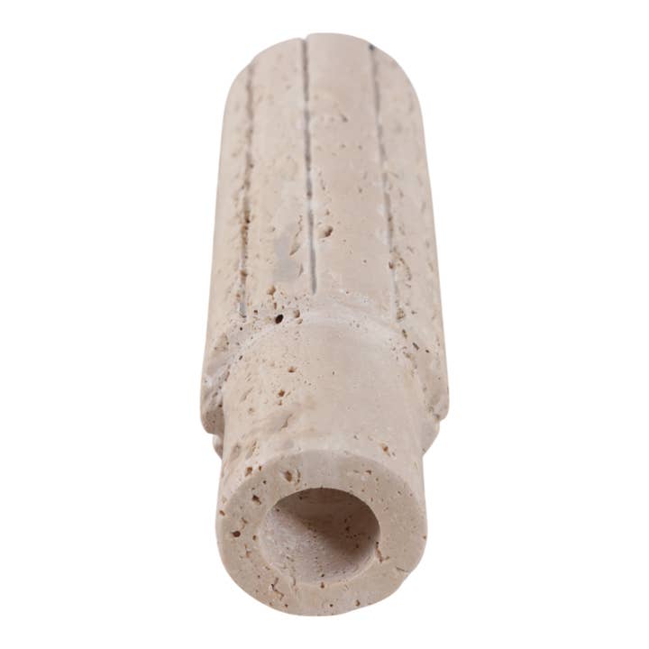 Sagebrook Home - Vendita all'ingrosso Portacandele - Portacandele a stelo - Travertino grezzo color marmo beige, 7 pollici.9