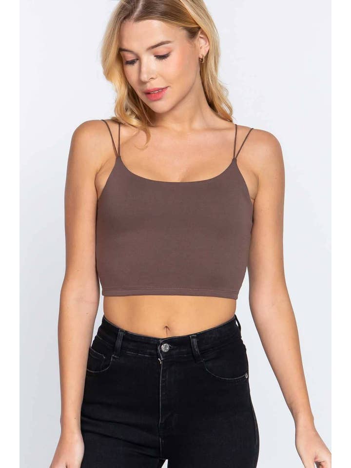 Vanilla Monkey - Wholesale Tank Top - Women's - Round Neck Elastic Strap Two Ply Knit Cami Crop Top4