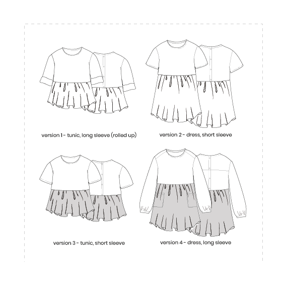 Pattern Paper Scissors – wholesale Surface pattern design – Kids Indi Woven Tunic Dress Sewing Pattern11