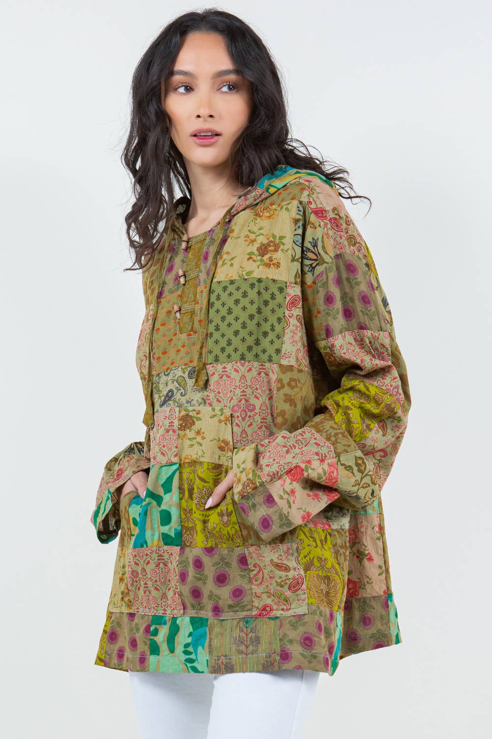 Avatar Imports LLC - Wholesale Hoodie - Women's - Cotton Over-dyed Patchwork Hoodie4