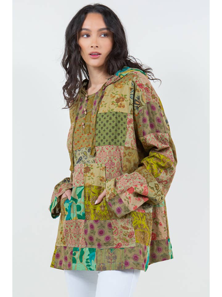 Avatar Imports LLC – Engroshandel Hoodie – Kvinder – Overfarvet patchwork hættetrøje i bomuld4