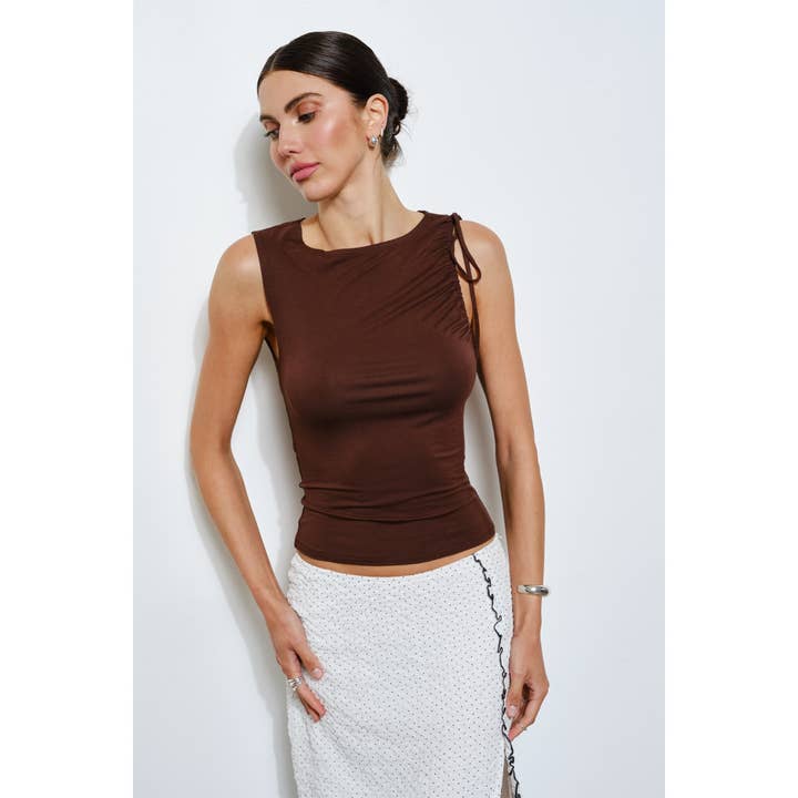 Ramona Ruched Shoulder Top for wholesale by Loucia
