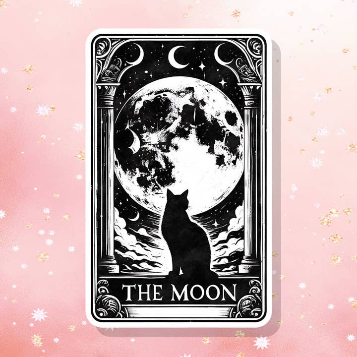 Månen Sort Kat Tarot Klistermærke Måne Metafysisk for engroshandel hos London Luxury Candles