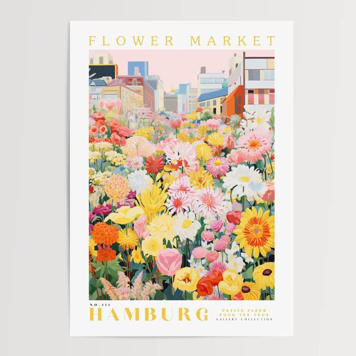 Affiche du marché aux fleurs de Hambourg pour la vente par Enchanted Sights